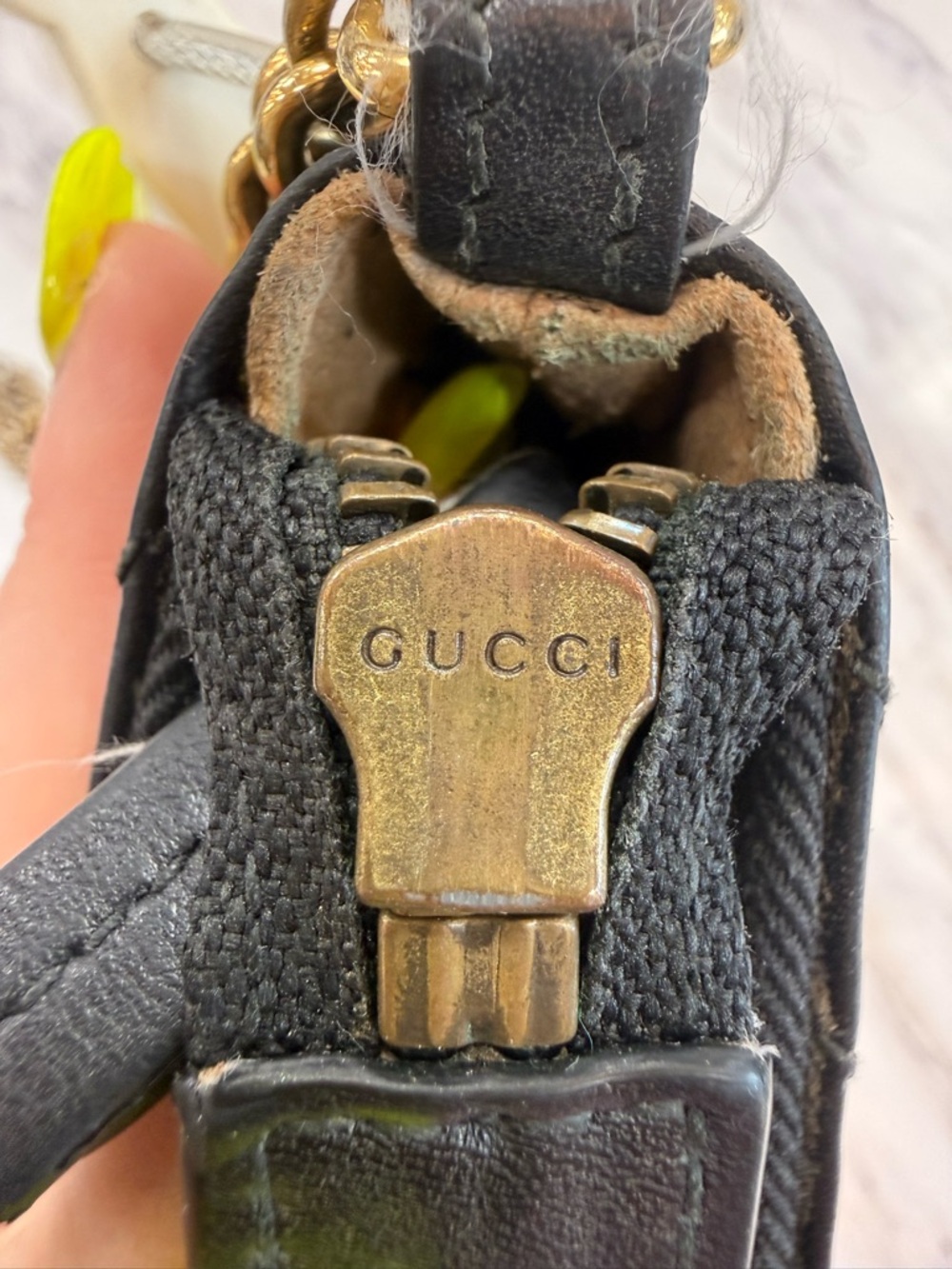 Gucci Black Chevron Quilted Leather Crossbody with Gold Hardware - Picture 4 of 16